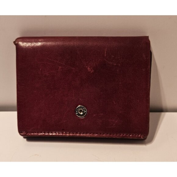 Vintage Danier Leather Wallet Burgundy Maroon Red 4”W x 3”L Tri-fold - Picture 1 of 6